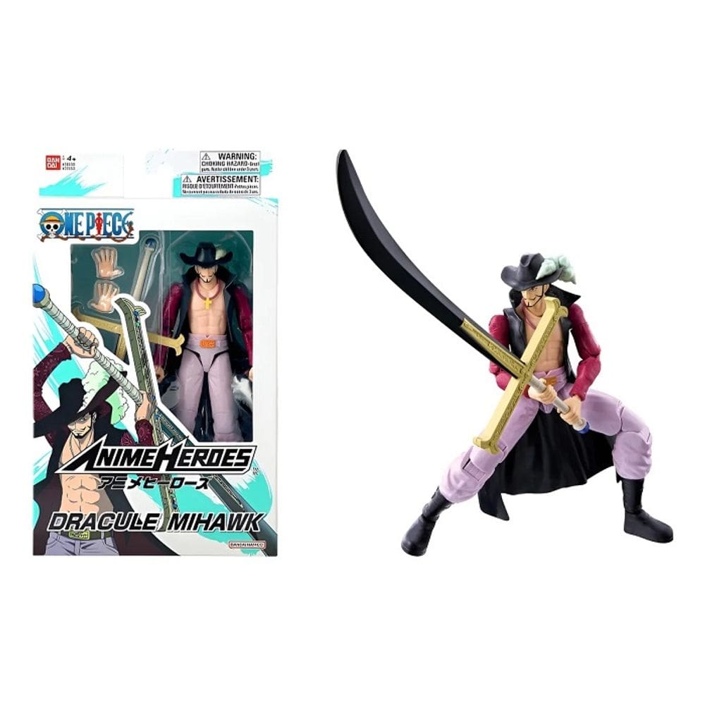 One Piece Anime Heroes Boneco Deluxe 16 cm Articulado Dracule Mihawk – Bandai/Sunny