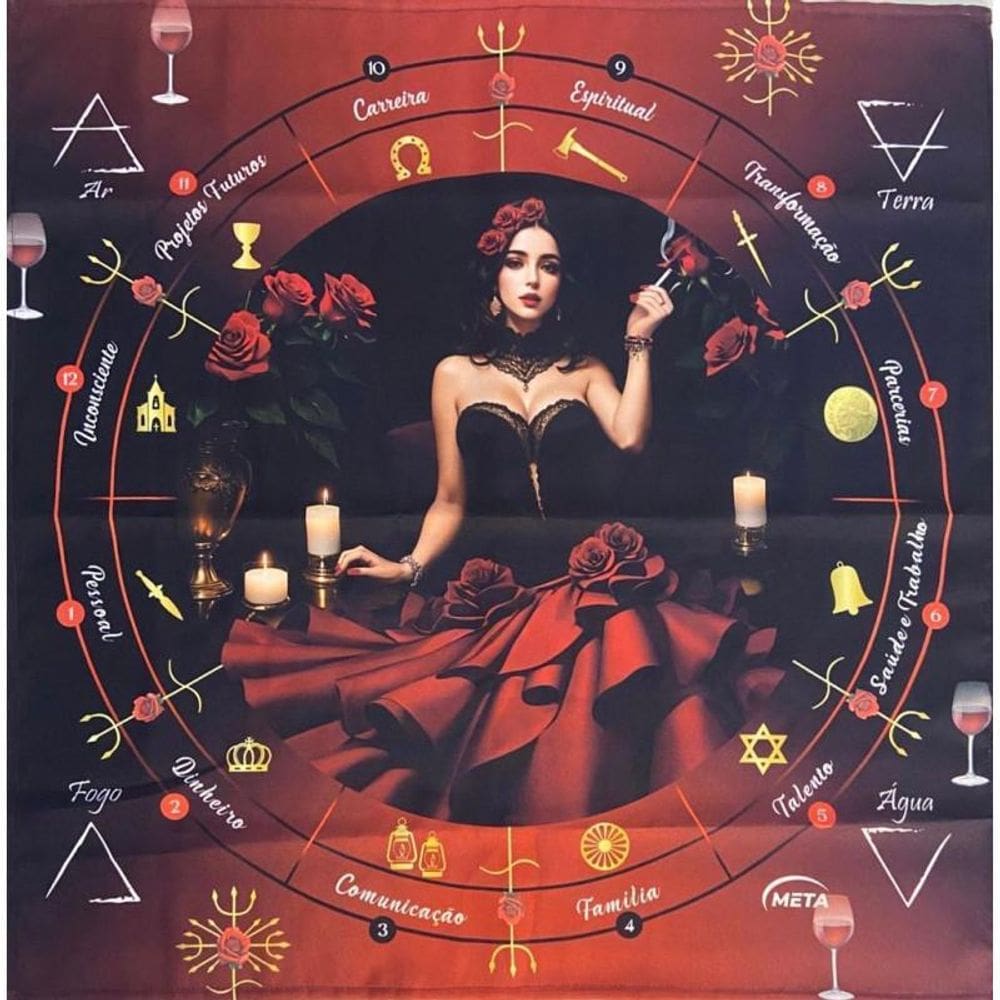Toalha Baralho Tarot Pomba Gira 70 Cm - Escolha O Modelo