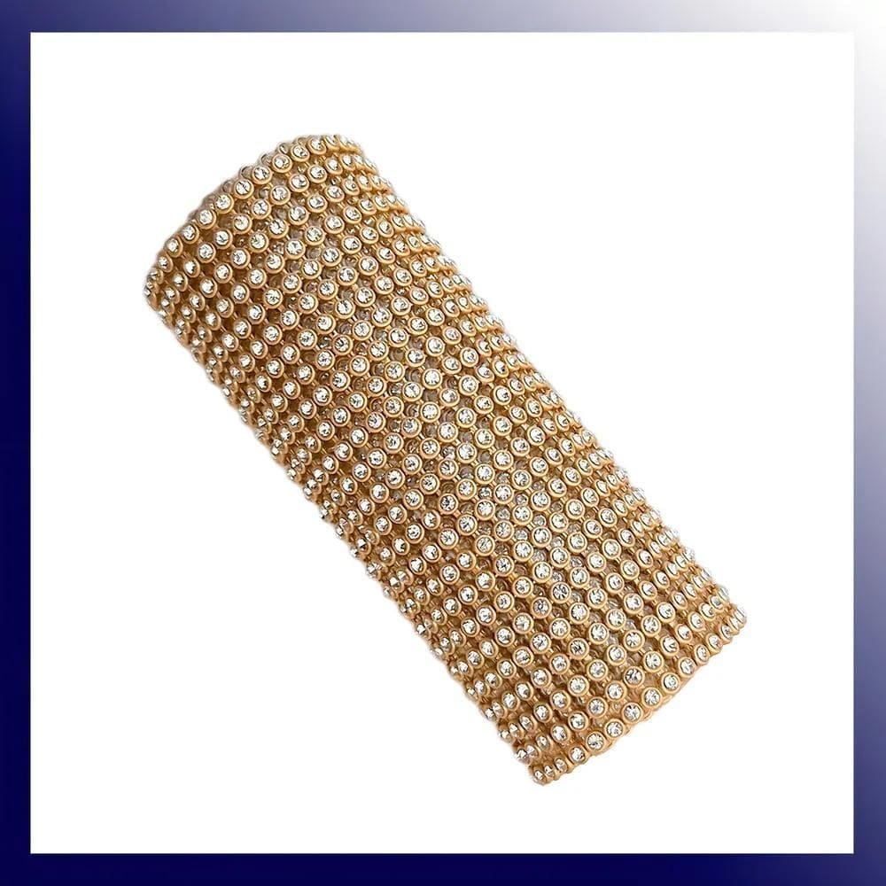 2X Manta De Strass Alto Brilho Dourada 45X10Cm Nca Artesanat
