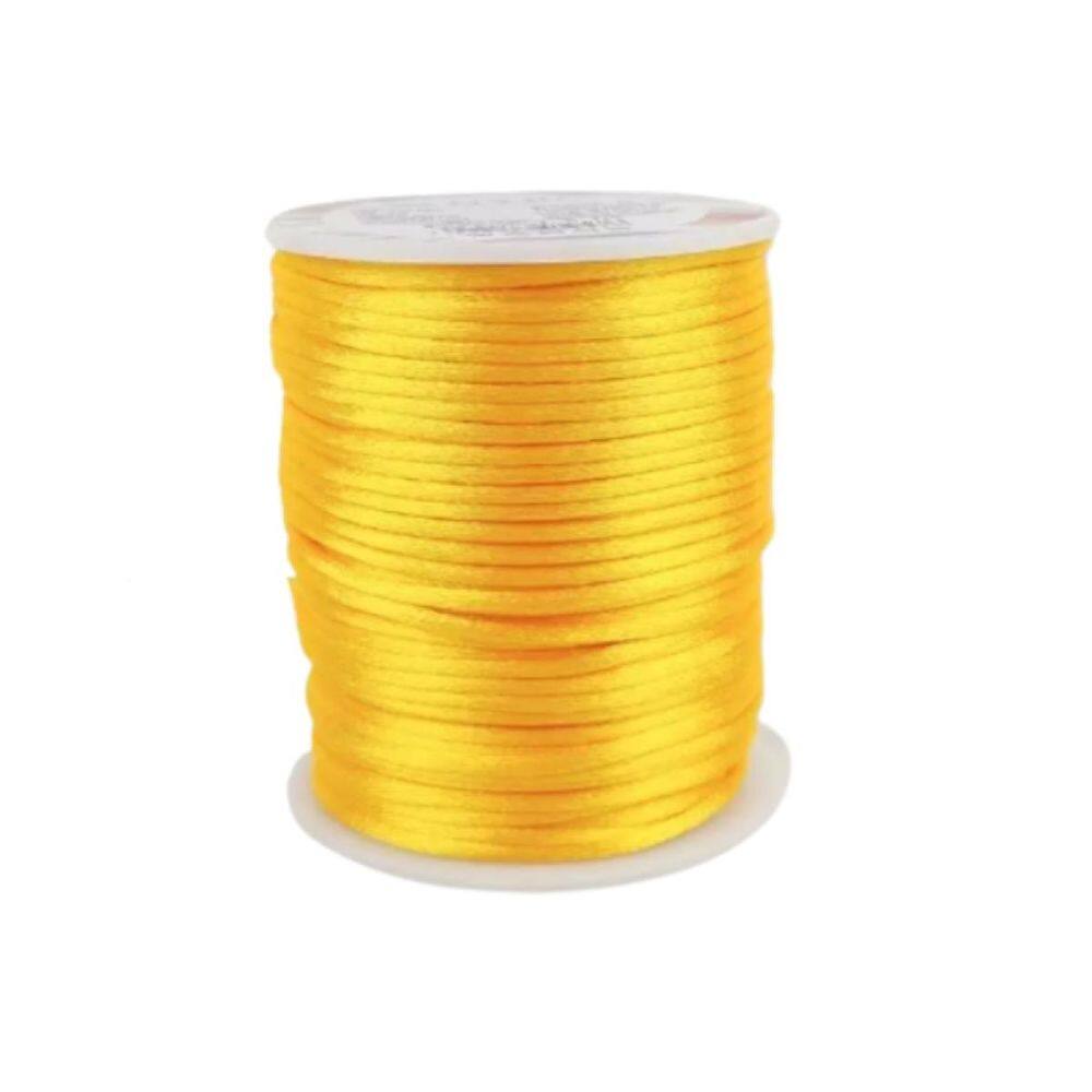 Cordão Acetinado Rabo De Rato 2Mm Rolo Com 50 M Dourado