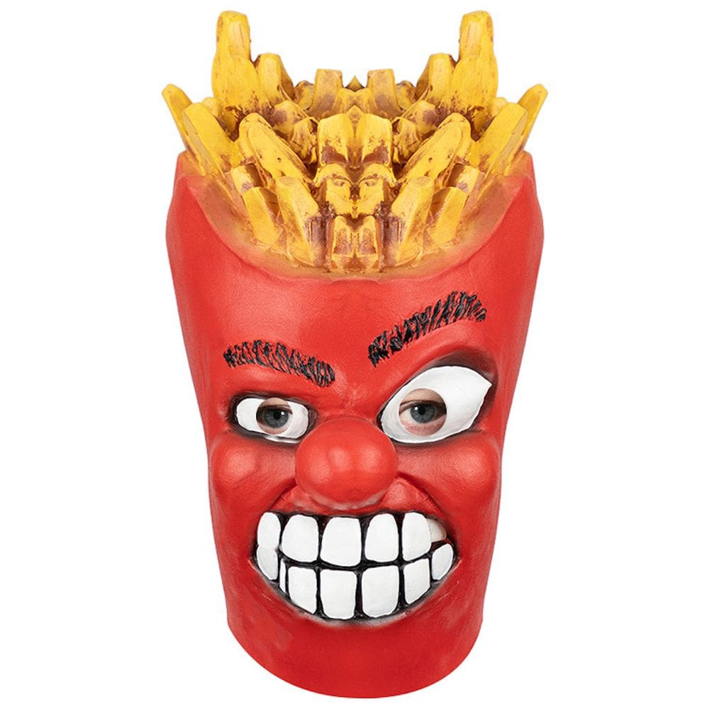 Máscara de capa de cabeça, batatas fritas, fantasia de cosplay de Halloween
