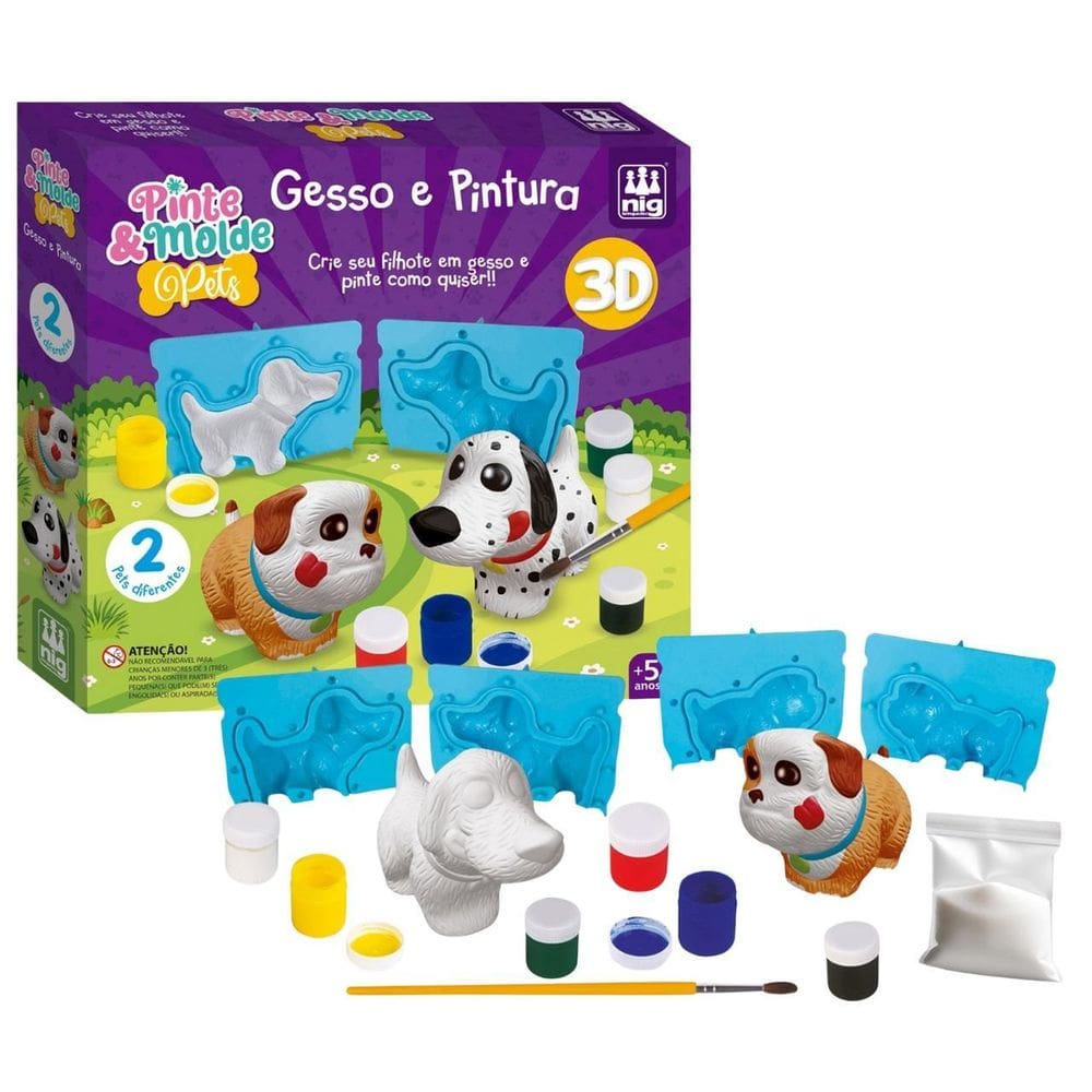 Kit De Pintura Infantil Com Gesso Para Modelar 3D Educativo