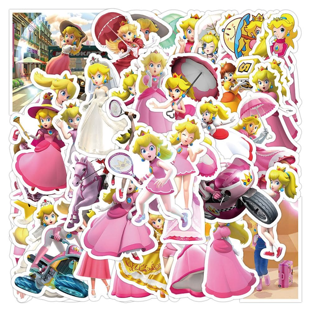Pacote de adesivos Princess Peach`s Toadstoois Anime 50 unidades