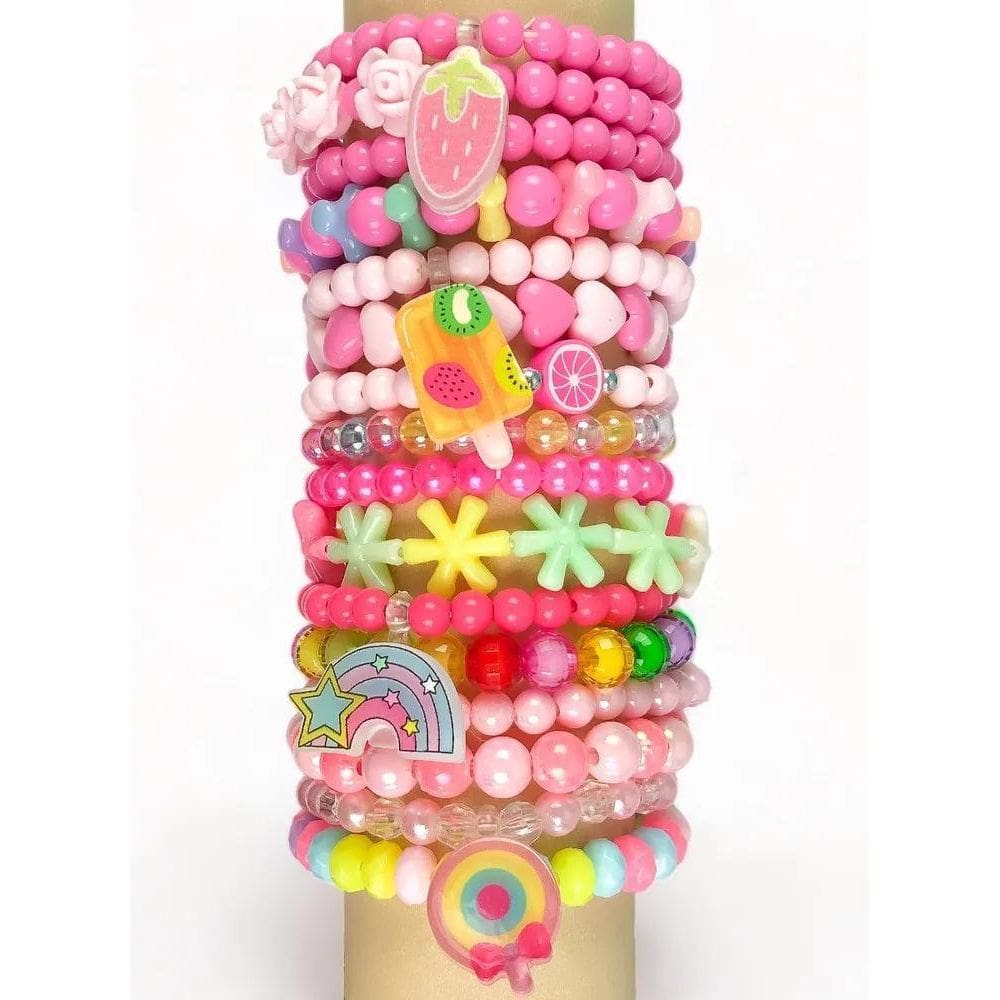 2X Kit 12 Pulseira Infantil Elástico Colorido