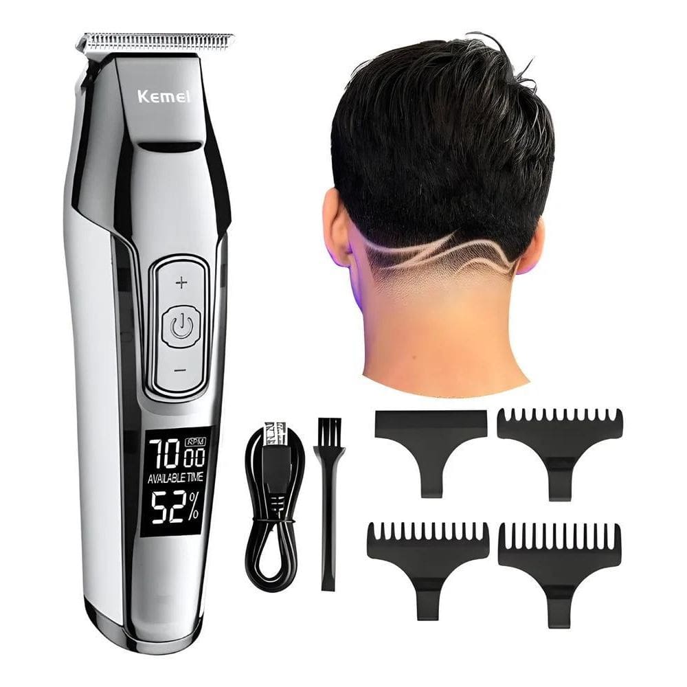 2X Maquina Cortar Cabelo Kemei 5027 Elétrico Pr