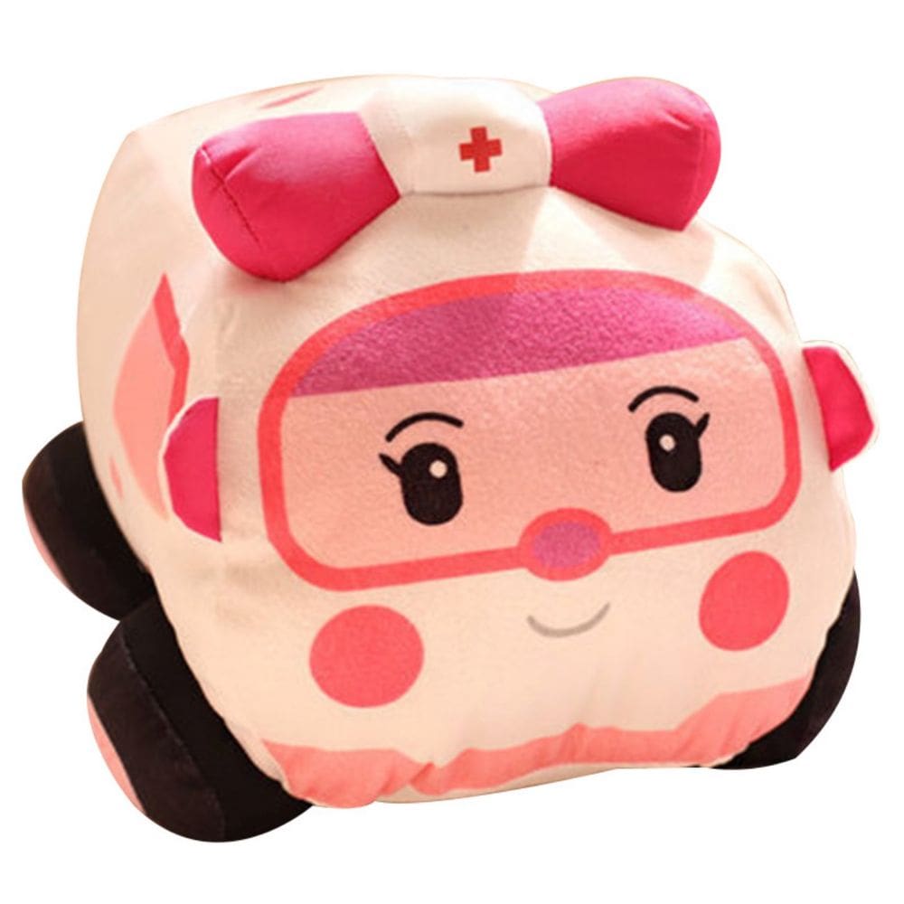 Brinquedo de pelúcia, desenho animado, ambulância, carro policial, rosa, 23 cm