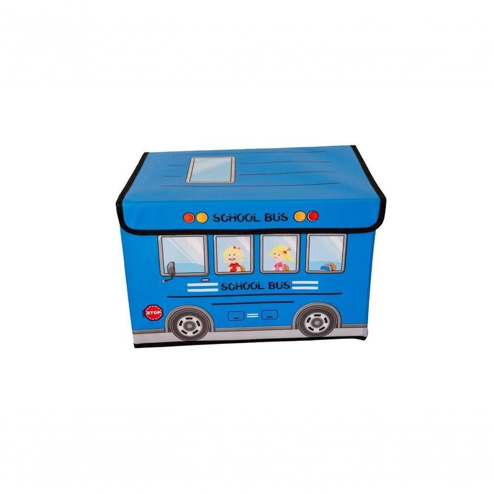 Caixa Organizadora Infantil Tampa Brinquedoteca Armazenament Cor:azulonibus