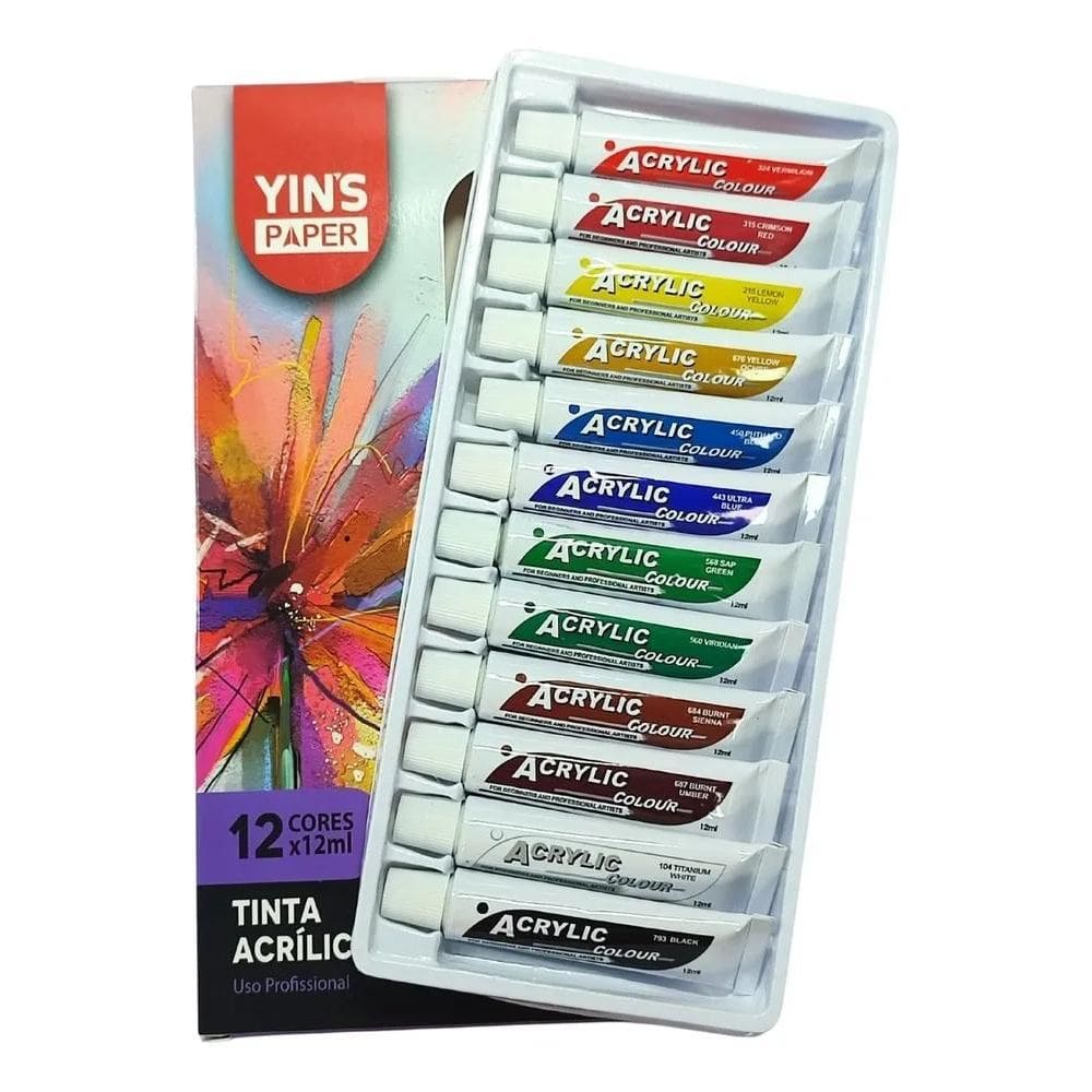 2X Tinta Acrilica 12 Cores Bisnaga De 12Ml