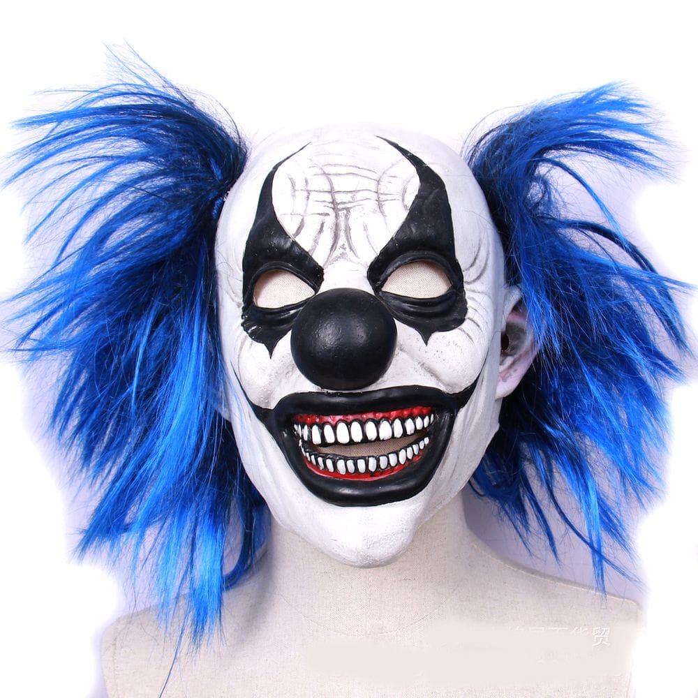 Máscara de palhaço, látex, capa facial completa, Play Hood Blue