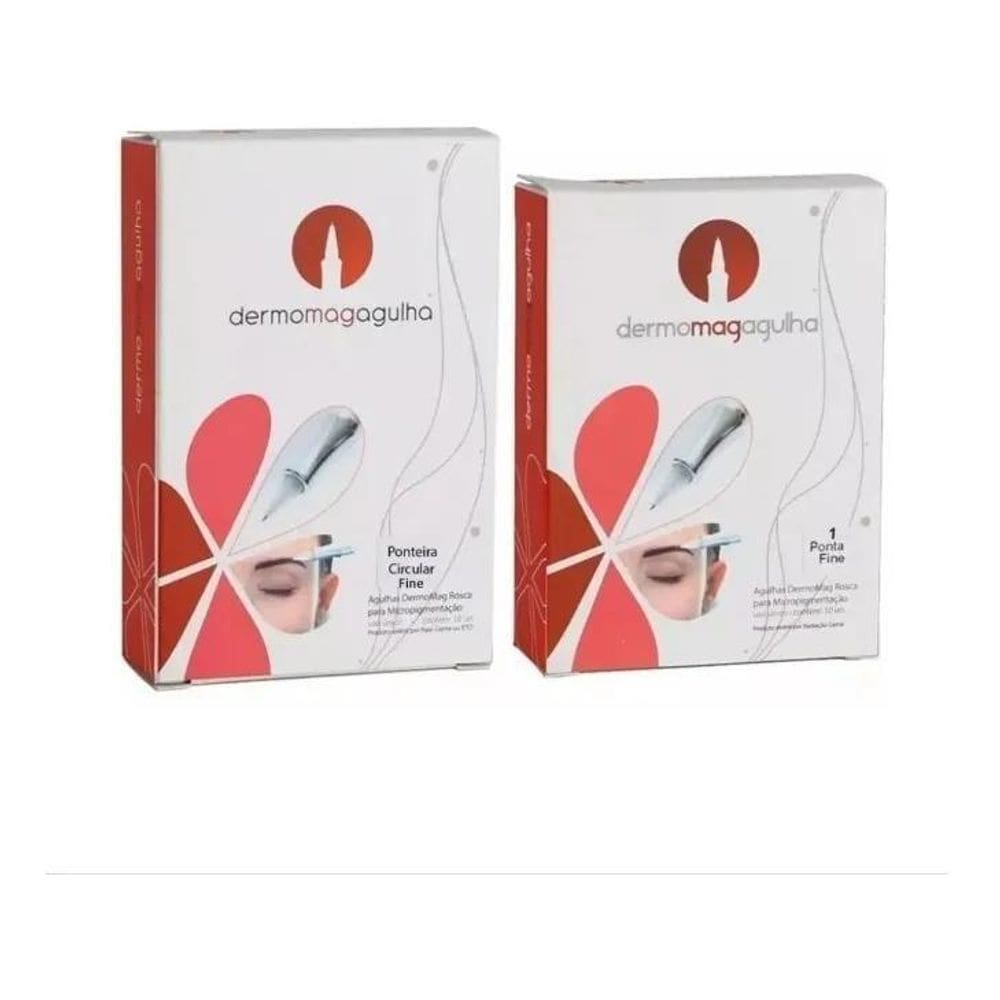 2X Kit Agulha Dermomag 1 Ponta Fine + Ponteira Fine  Cx C/10