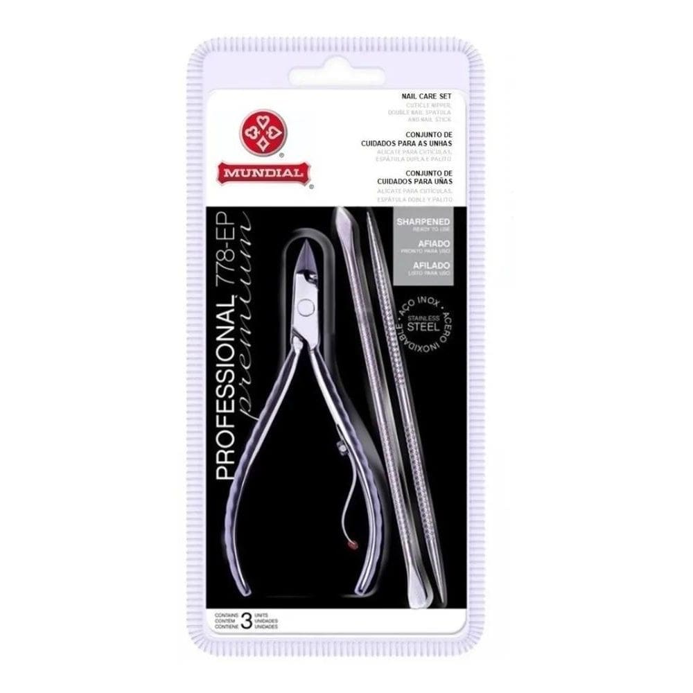 2X Kit C/3 Inox Mundial 778-Ep: Alicate+ Espátula Dupla+Pali