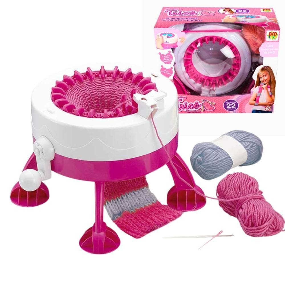 Máquina Tricô Divertido Brinquedo Infantil Manual Manivela