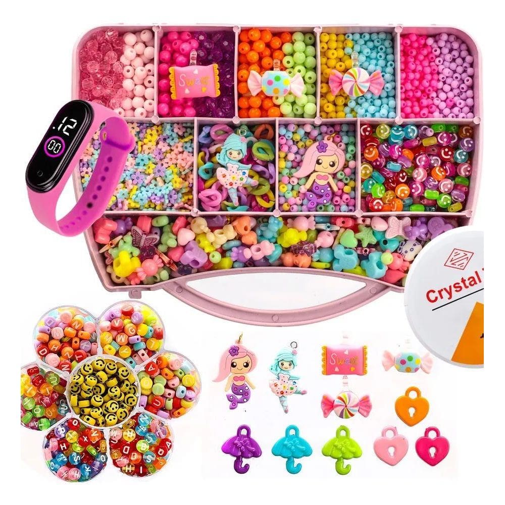 2X Kit Miçangas Infantil Para Montar Pulseiras 3500 Pçs Bolinh