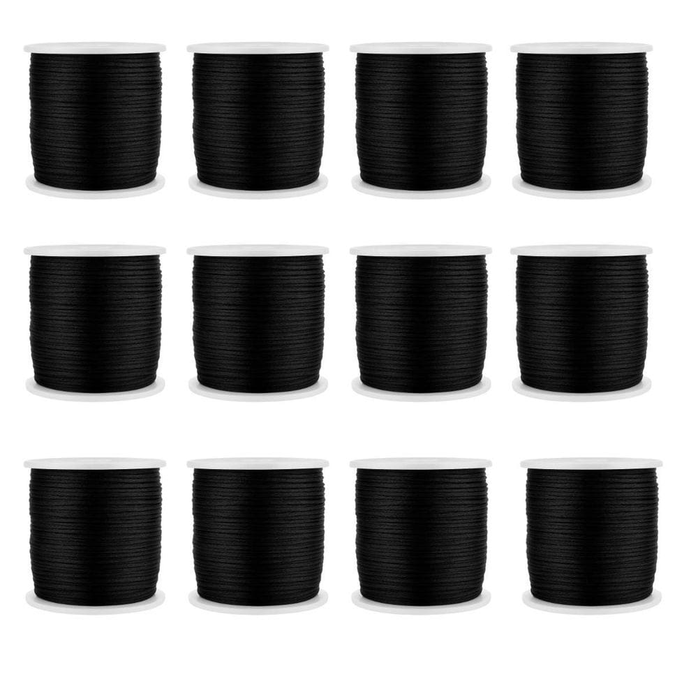 Kit Com 12 Cetim Rabo De Rato 1Mm Rolo Com 100 M Preto