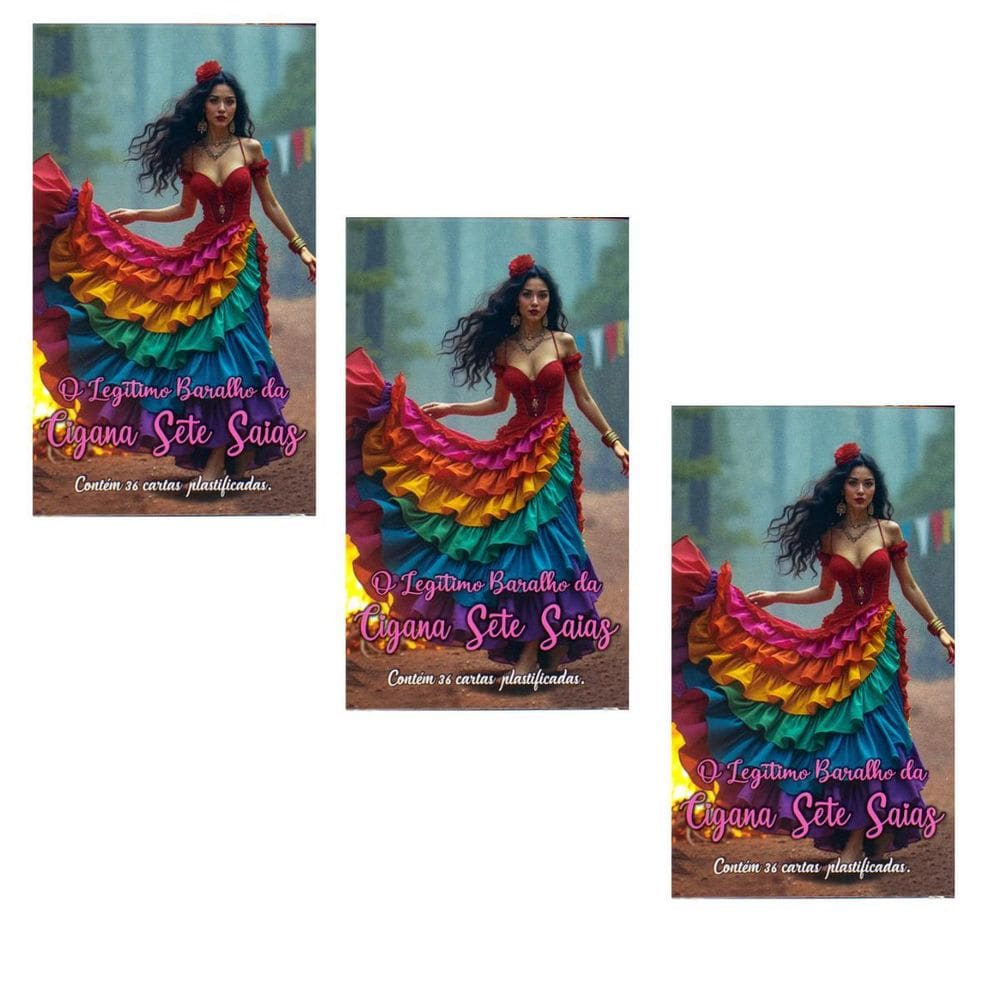Kit C/3 Baralho Cigana Sete Saias 36 Cartas Manual
