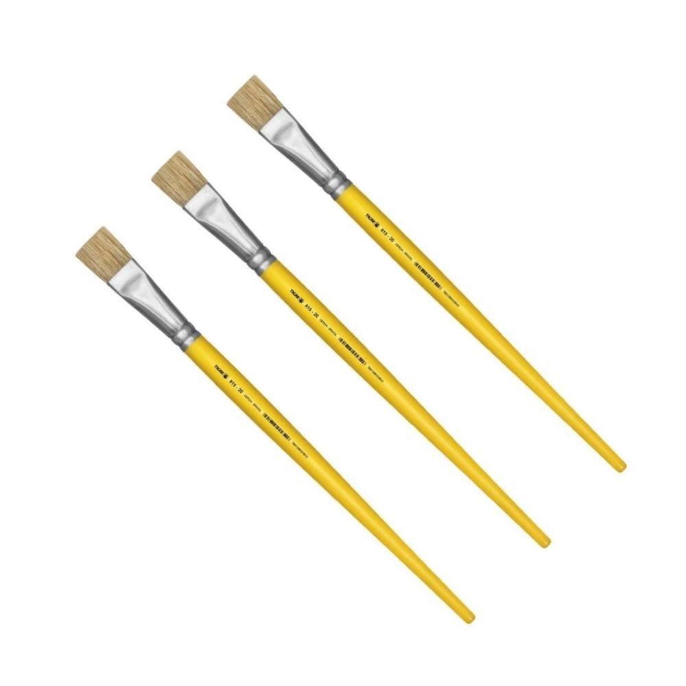 Kit 3 Pincel Chato Longo Cerda Natural 815-20 Nº20 Tigre