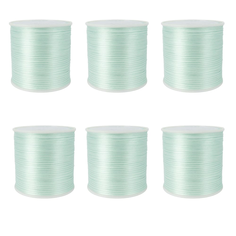 Kit Com 6 Cetim Rabo de Rato 1mm Rolo com 100 m Azul Bebê