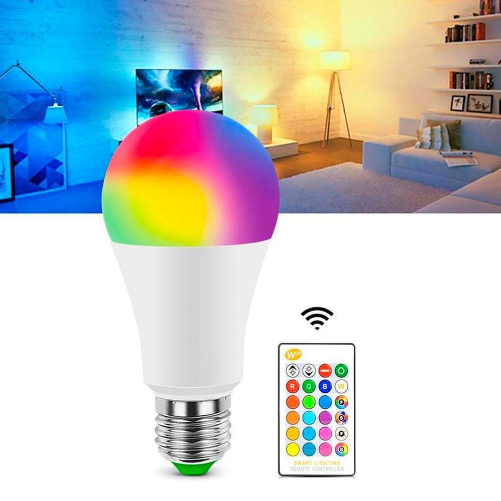Lâmpada Rgb Controle Remoto Inteligente Com Luz Colorida