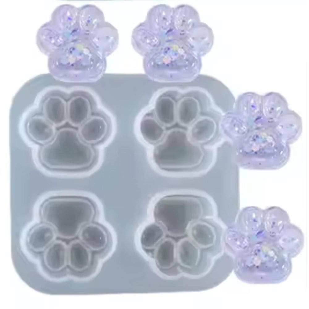 Forma Molde Silicone Resina 4 Patinhas Pata Cachorro Gato