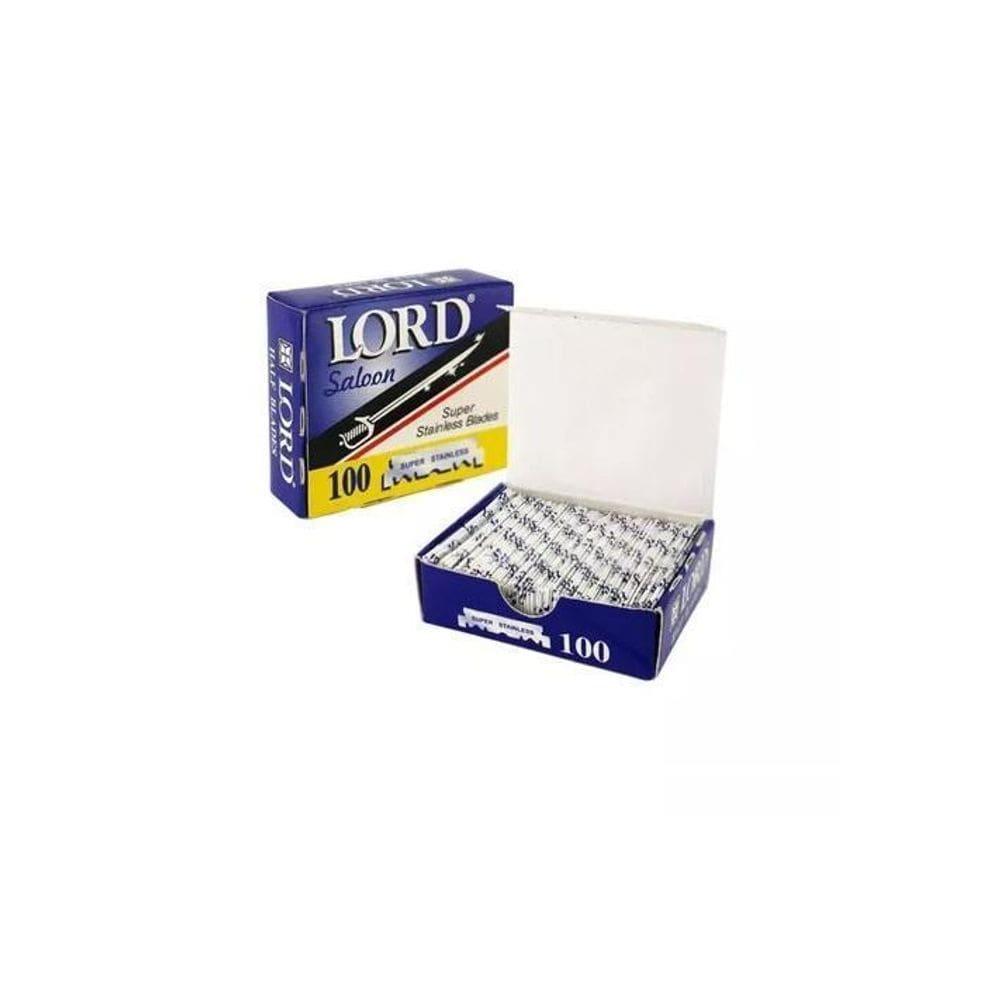 Lâmina De Barbear Lord Saloon Azul Metade Caixa Com 100 Und