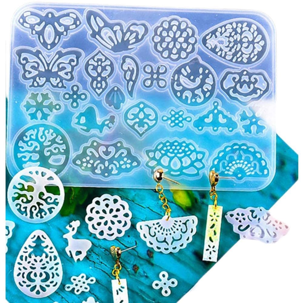 Molde Silicone Brincos Joia Pingente Resina Borboleta Flores