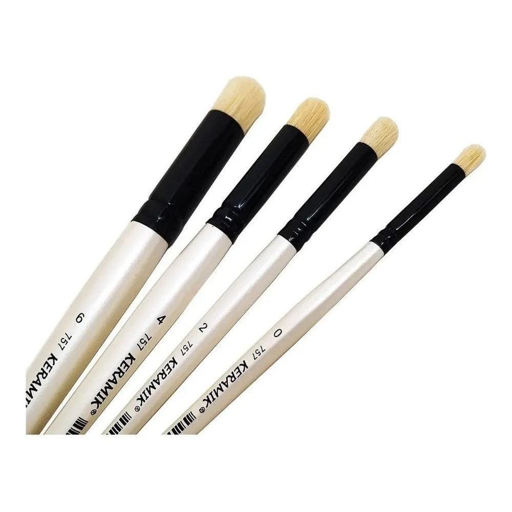 2X Kit Pincel Pituá Stencil Luz Seca Keramik 757 Tam 0 2 4 6