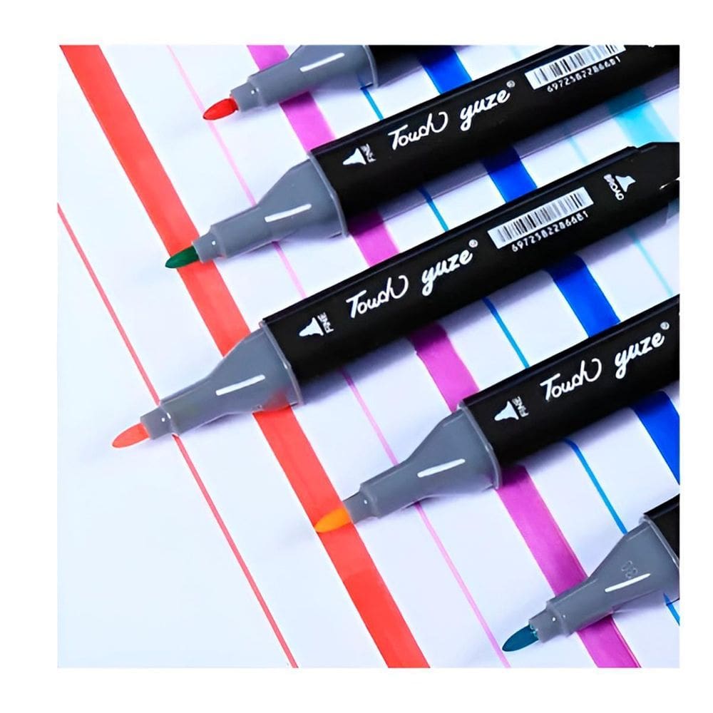 Kit Marcadores Ponta Dupla 24 Cores Estojo Organizador Premi