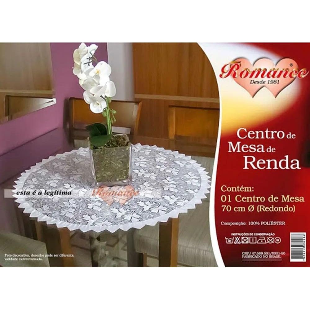 2X Centro De Mesa Em Renda Branco Redondo 70Cm De Diâmetro