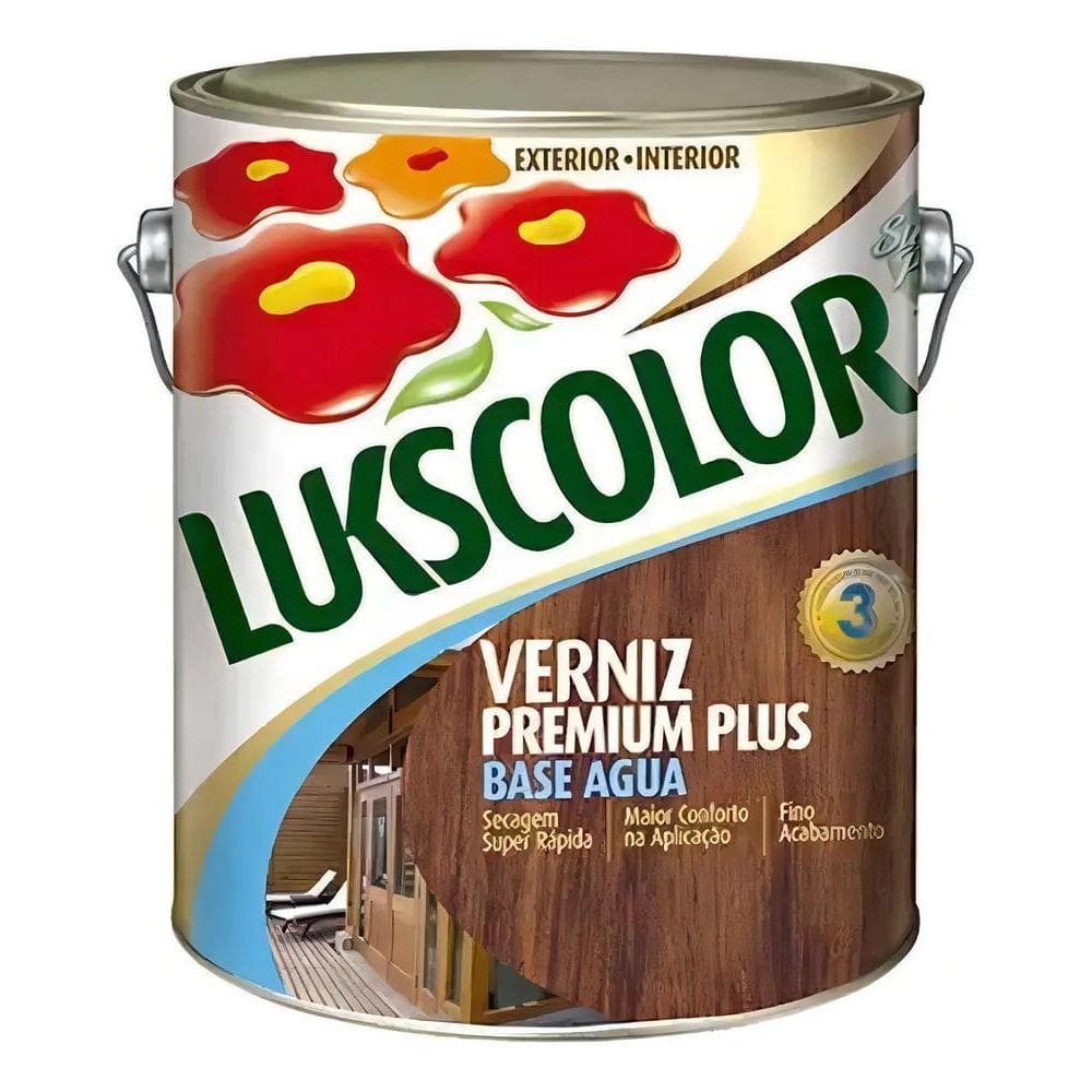 2X Verniz Madeira Base Água Incolor Brilhante 3,6L Lukscolor