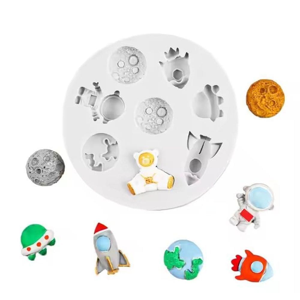 Molde Silicone Espaço Foguete Astronauta Lua Planeta Terra