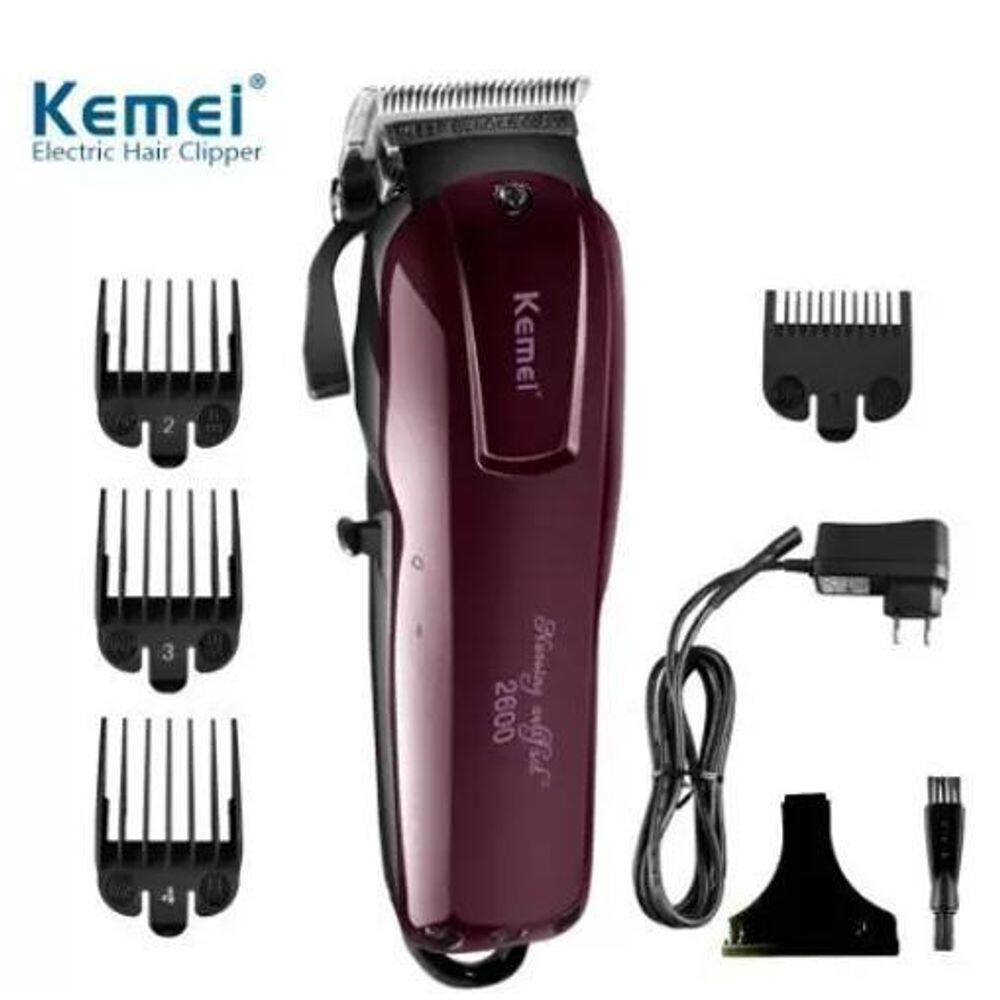 Cortador De Cabelo Kemei Km2600 S/Fio 6 Pentes