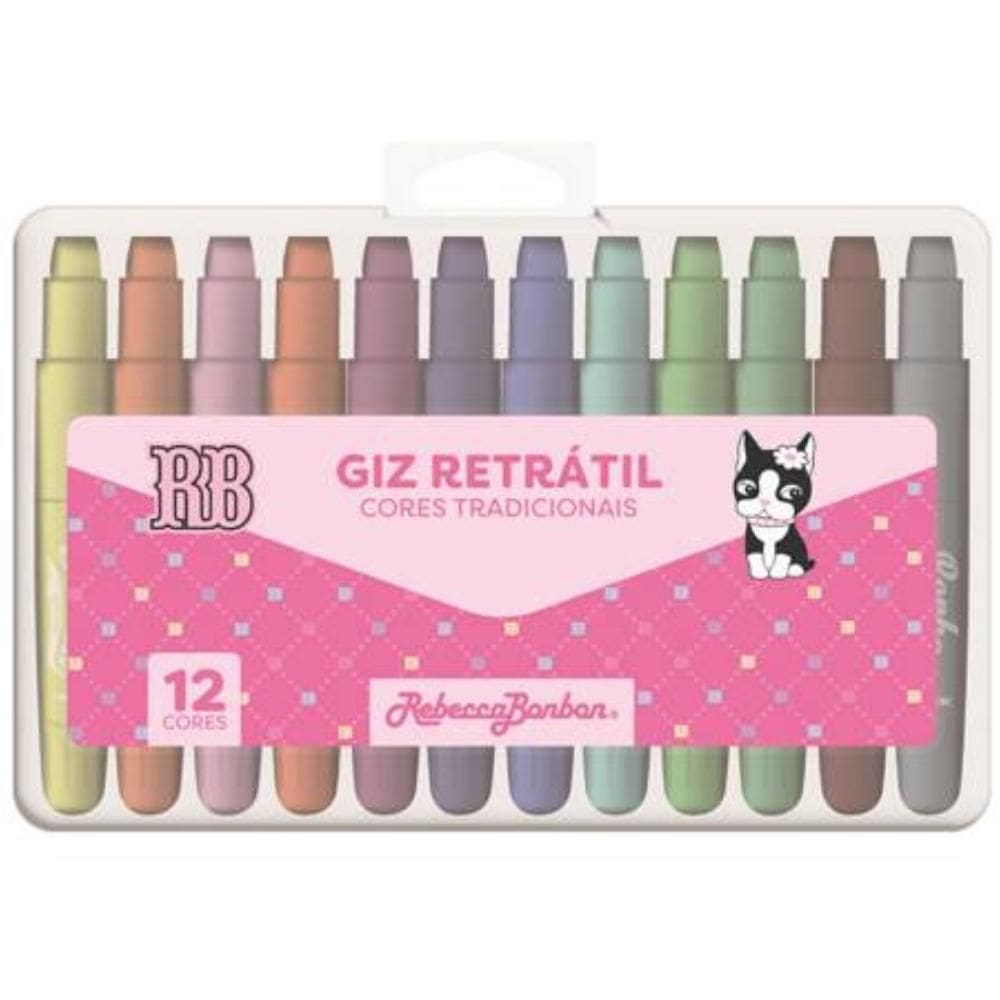 Estojo Giz Retrátil 12 Cores Tradicionais Rebecca Bonbon