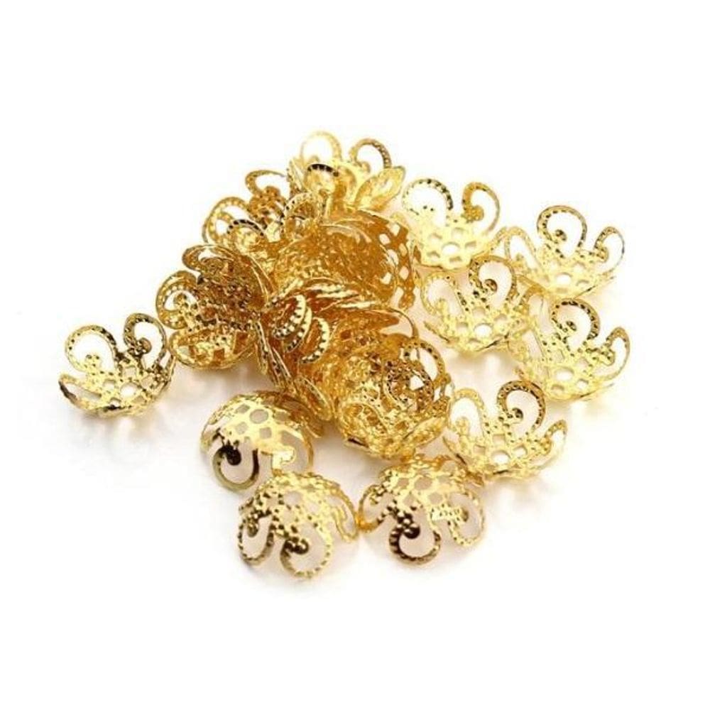 Tulipa Flor Em Ferro Acabamento Bijuteria 10Mm Dourado 100