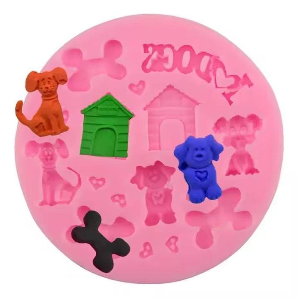 Molde Silicone Cachorro Casinha Dog Osso Cachorrinho Fondant