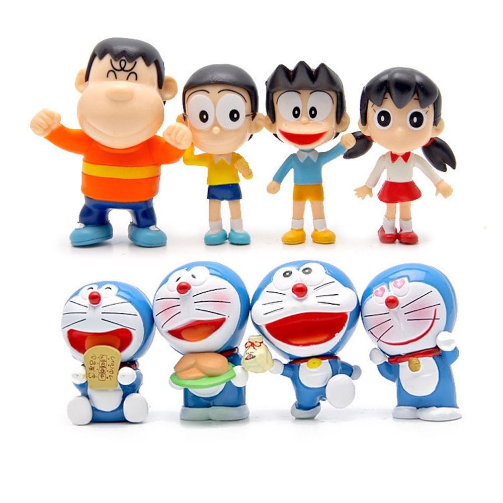 Coleção de brinquedos de figuras de anime Doraemons Nobita, modelo de 8 unidades