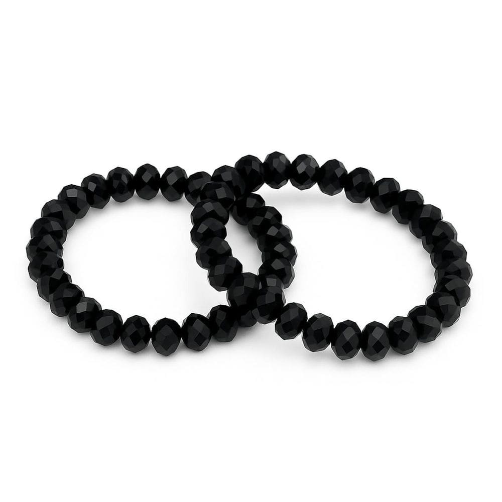Kit 2 Pulseiras Com Cristal Preto E Silicone 8 Mm