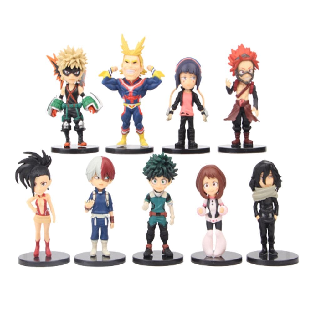 Coleção de brinquedos de figuras de anime My Heros Academias, modelo de 9 unidades