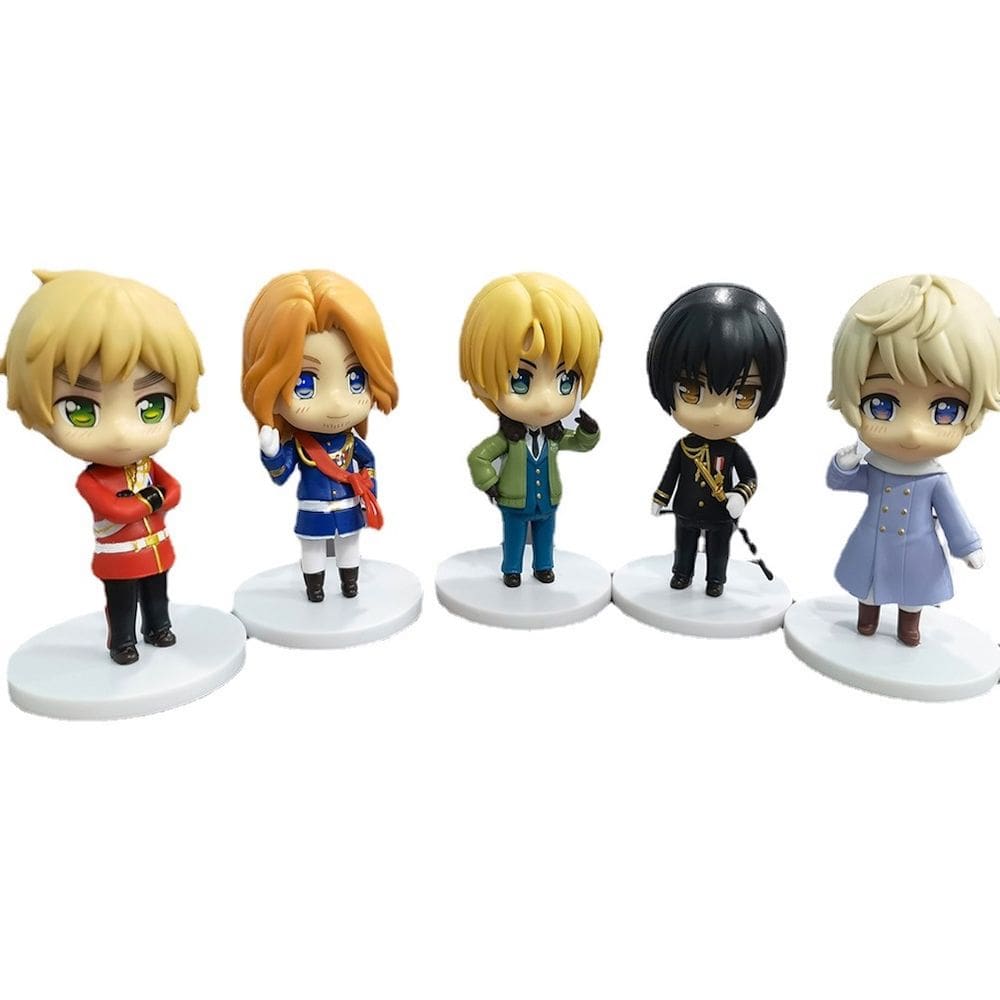 Coleção de brinquedos de figuras Axis Powers Anime 5 unidades de PVC de 10 cm