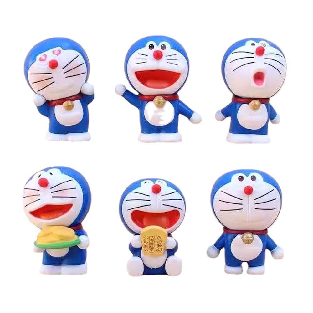 Boneco de anime, modelo colecionável, estátua, Doraemons, 6 unidades