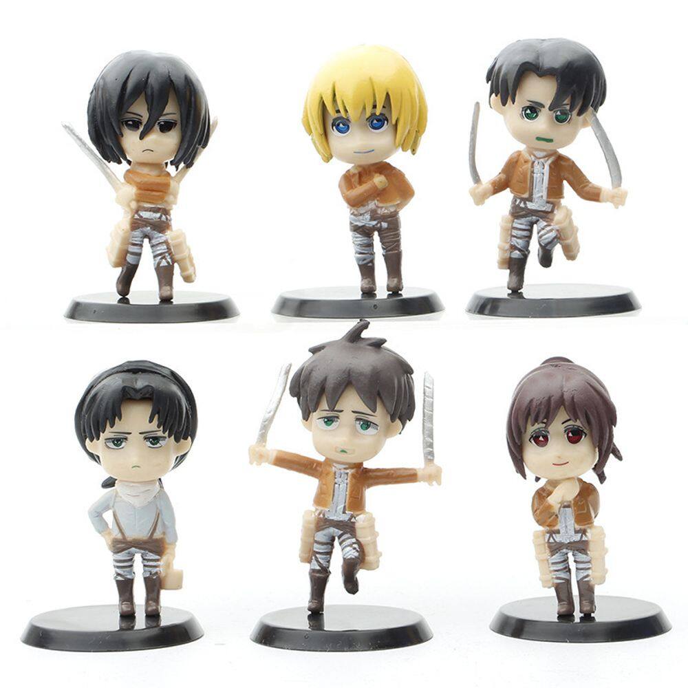 Boneco de ação Ackermans Anime, 6 unidades/lote, 7,5 cm, colecionável