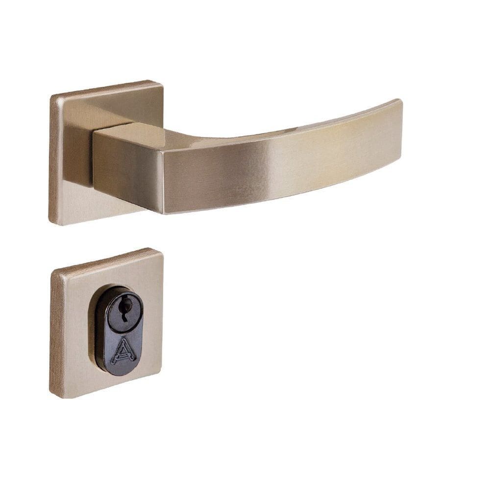 Fechadura Entrada Roseta S40 Latonado Quadratta Curva Aliança