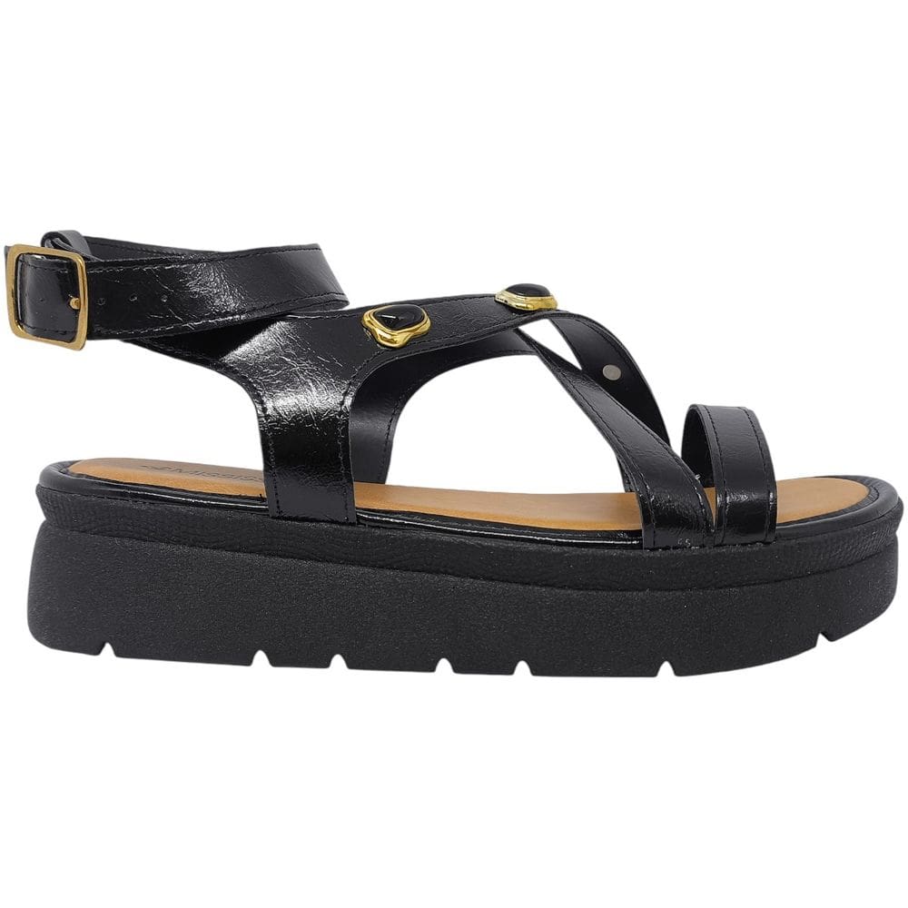 Sandália Anabela Feminina Casual Dia a Dia Passeio Trabalho Conforto Detalhes Metalizados Mississipi J0213