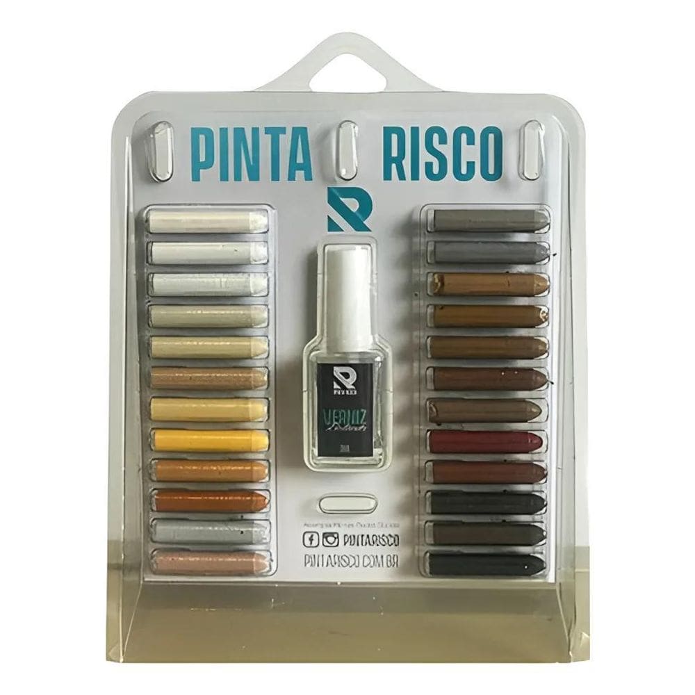 2X Kit Giz 24 Cores + Verniz Brilho Para Reparos Em Mdf/Made