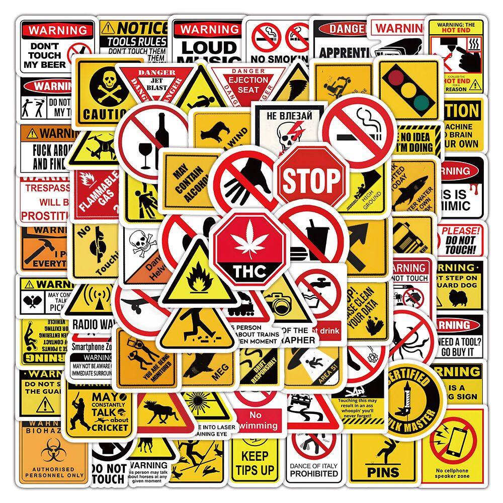 Adesivos: 100 unidades/lote, avisos, sinais, vinil impermeável, Anime St