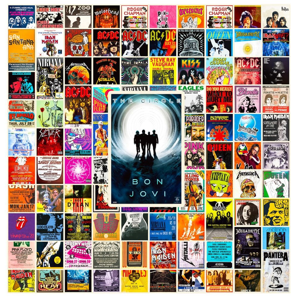 Pacote de adesivos Rock Movie Poster Style Anime à prova d`água, 50 unidades