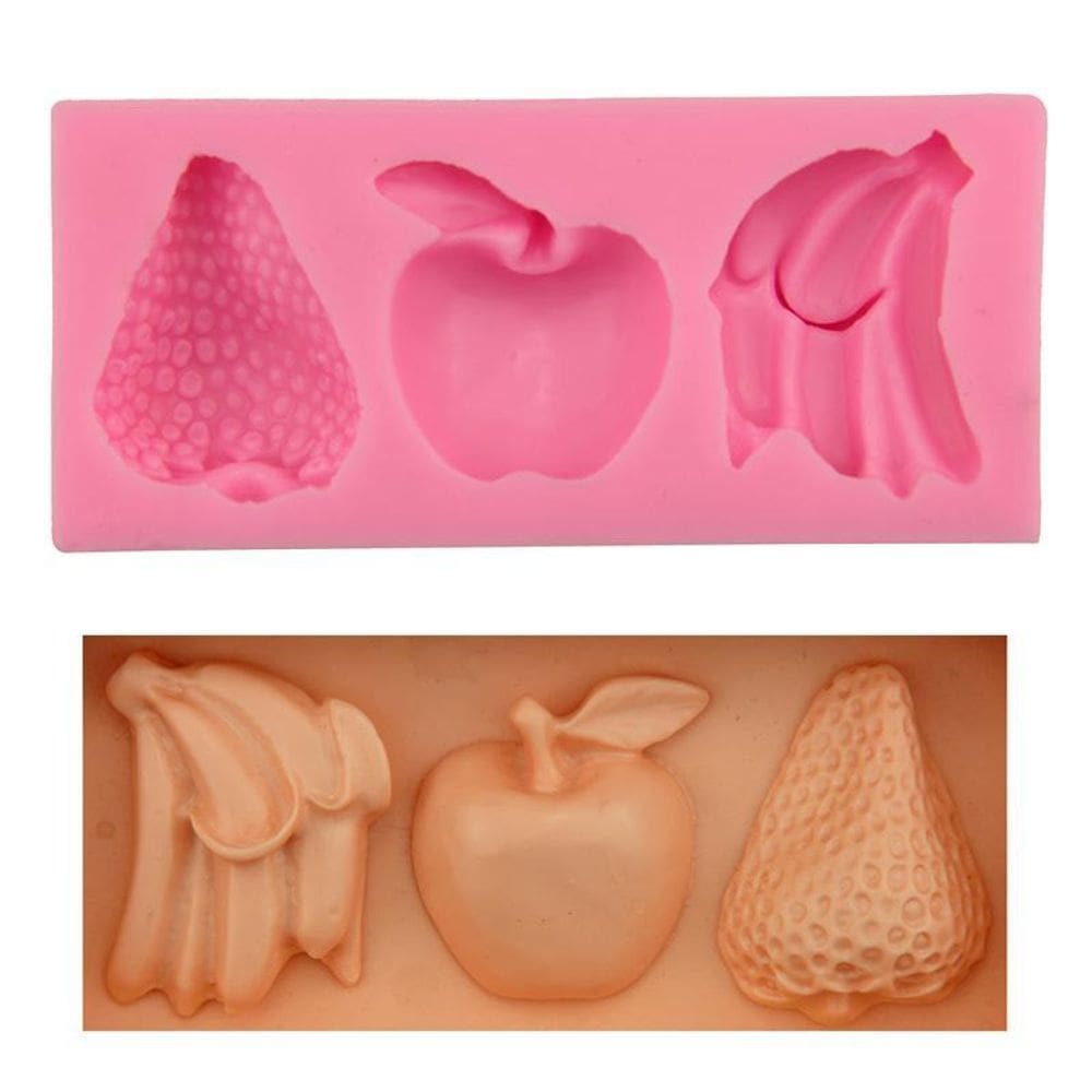 Molde Silicone Frutas Banana Morango Maça Fruta Tropical