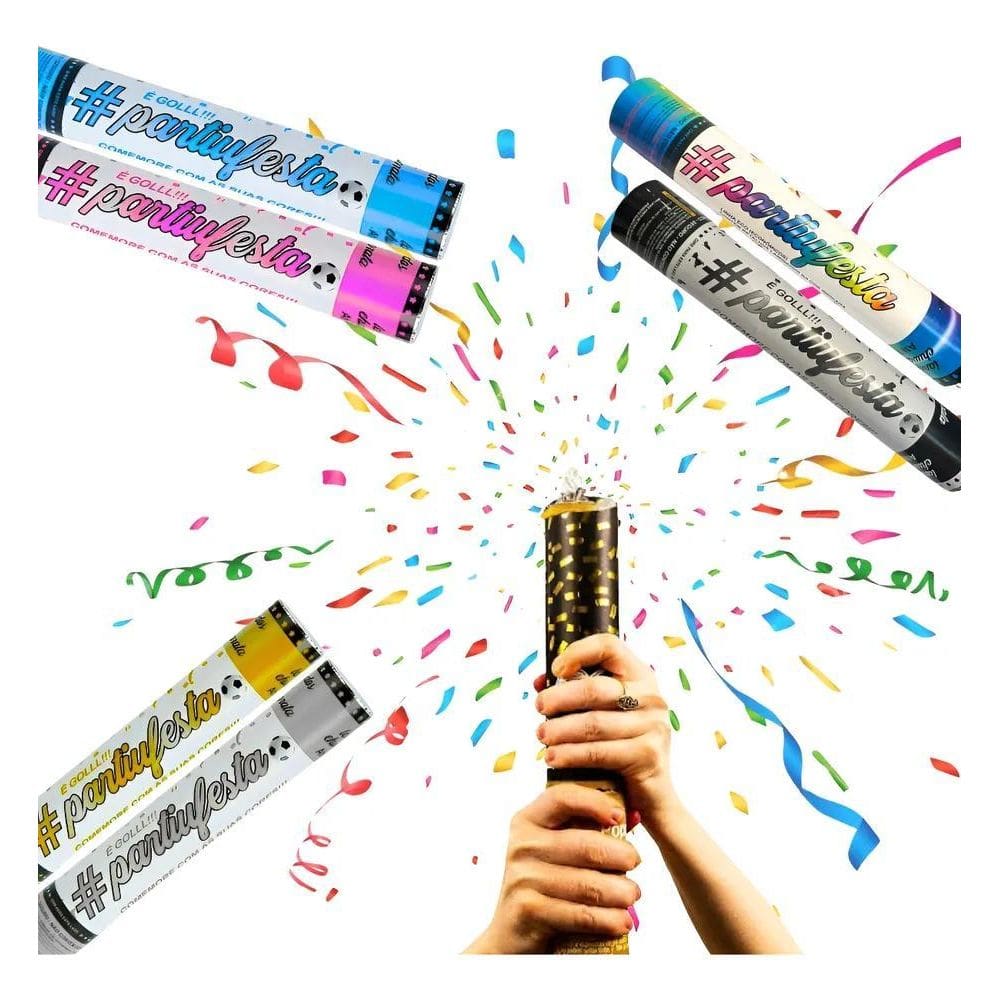 2X Lança Confete Metalizado Festa Chá Revelação Ano Novo Cor