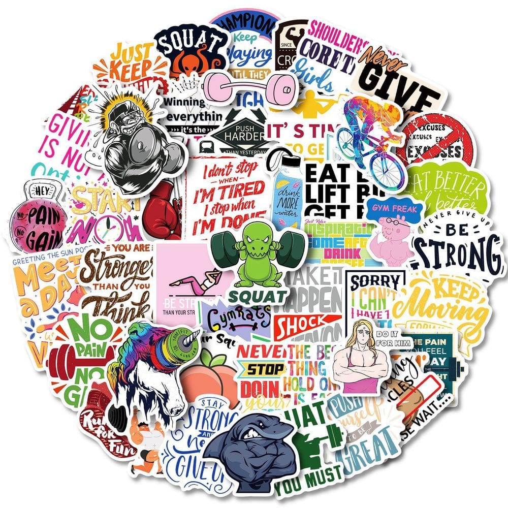 Pacote de adesivos Gym Culture Inspirational Anime Waterproof x50