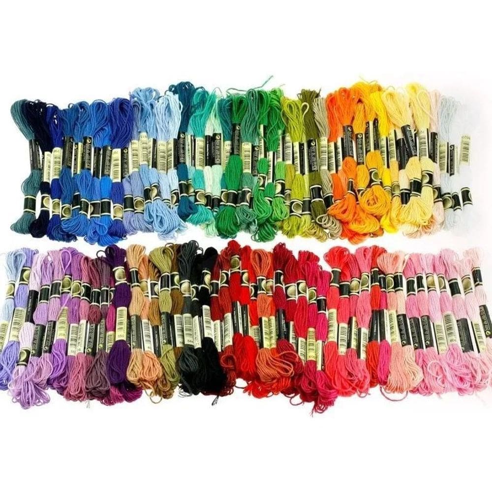 100 Meadas Bordado Ponto Cruz + 12 Agulhas Bordado