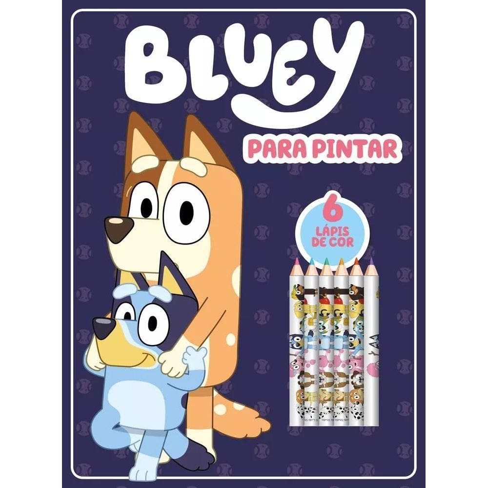 Livro Com 6 Lápis De Cor - Bluey Para Pintar